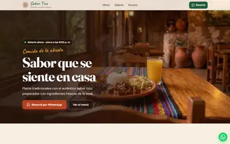 Portada de la web de Sabor Tico: Sabor que se siente en casa
